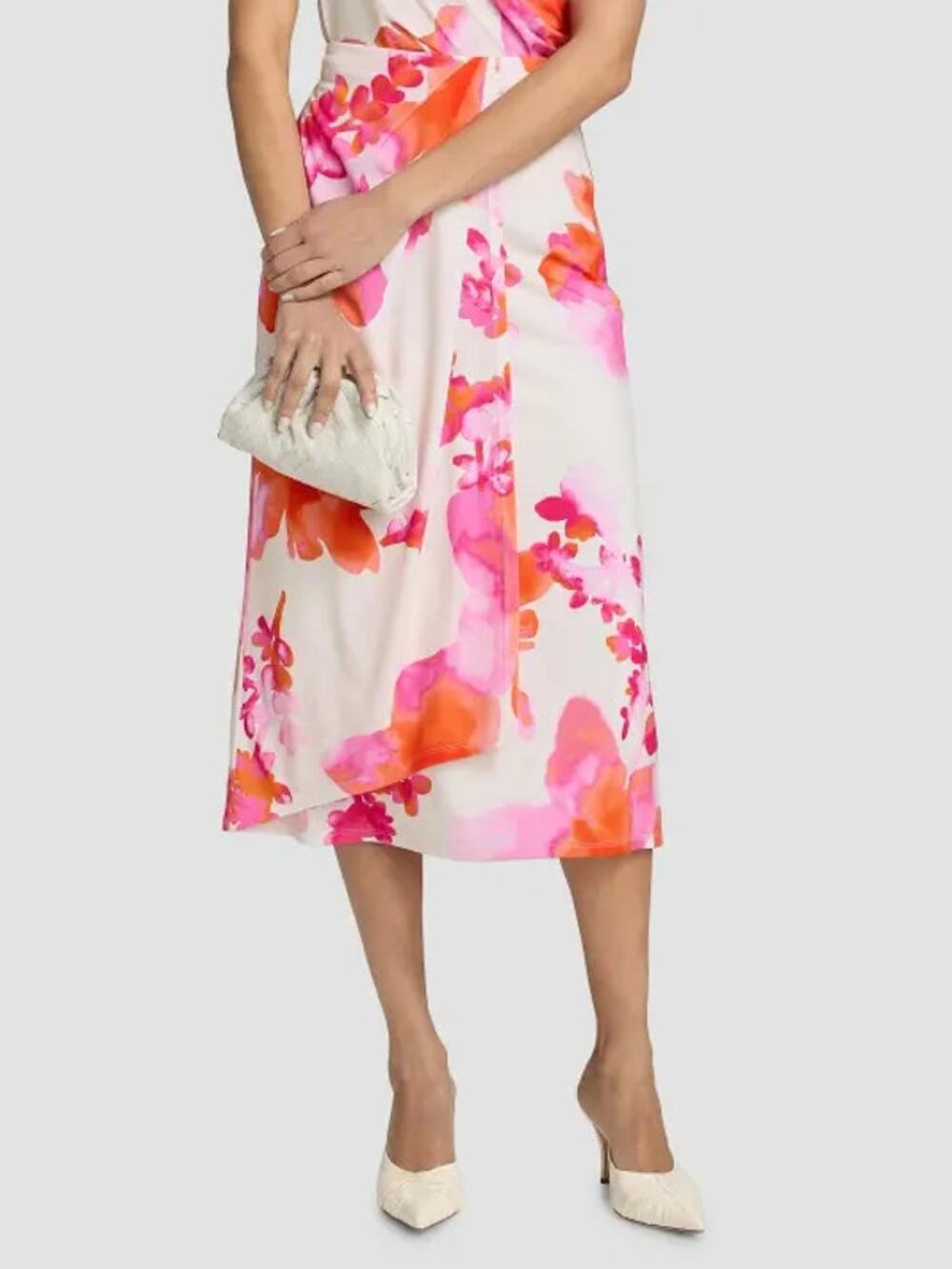 Ramy Brook Brielle Wrap Front Midi Skirt Sunset Orange Floral S NWT Elevated